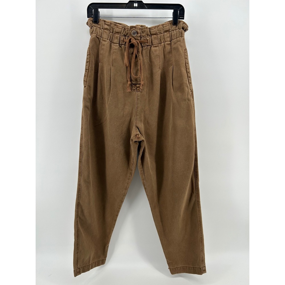 Free People Margate Pleated Pants Size M Brown Paperbag Waist High Waist Boho